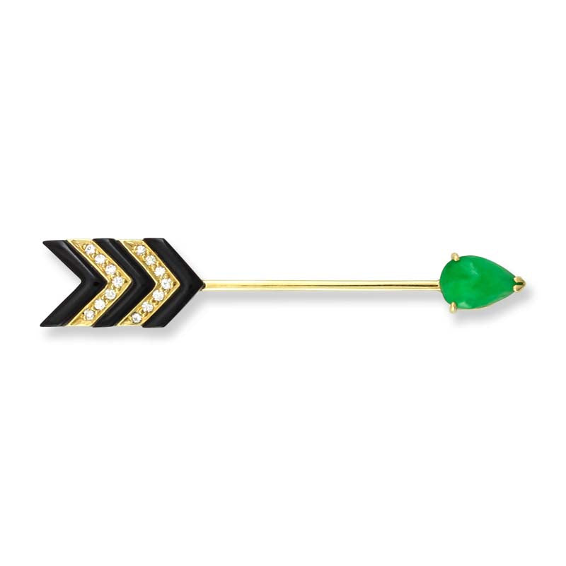 18K YELLOW GOLD GREEN JADEITE JADE ARROW PIN UPC #328693