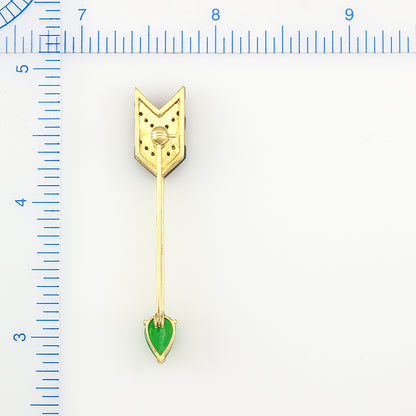 18K YELLOW GOLD GREEN JADEITE JADE ARROW PIN UPC #328693