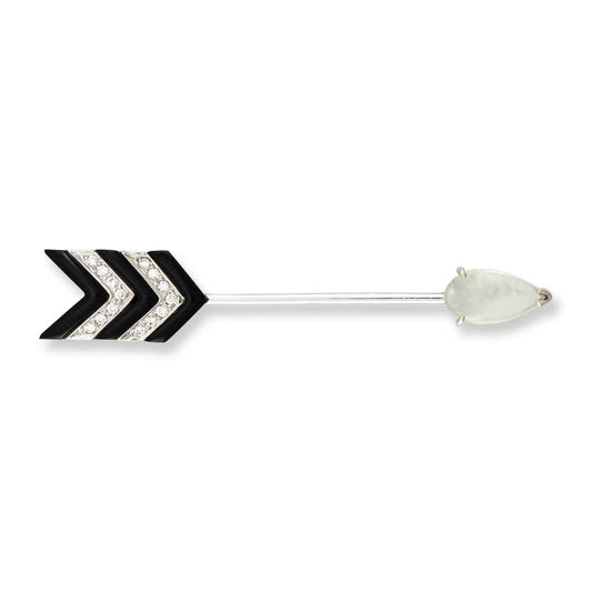 18K WHITE GOLD ICE JADEITE JADE ARROW PIN UPC #278233