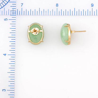 14K YELLOW GOLD GREEN JADEITE JADE EARRING UPC #364578