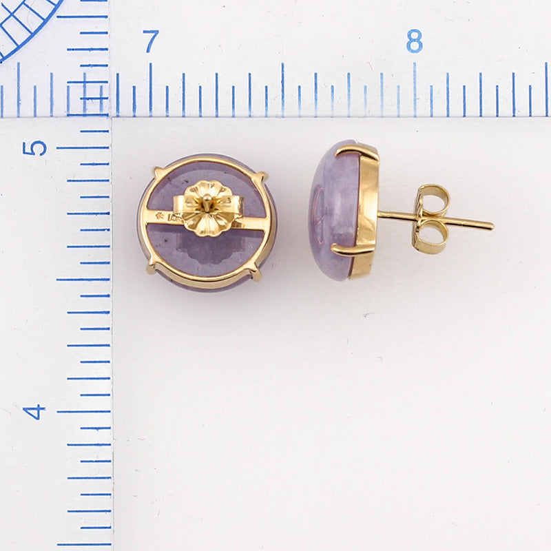 14K YELLOW GOLD LAVENDER JADEITE JADE STUD EARRING UPC #373860