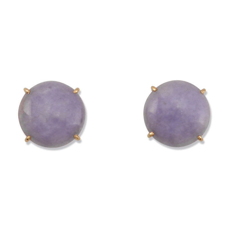 14K YELLOW GOLD LAVENDER JADEITE JADE STUD EARRING UPC #373860