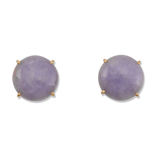 14K YELLOW GOLD LAVENDER JADEITE JADE STUD EARRING UPC #373860