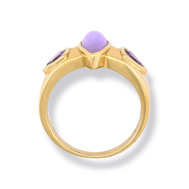 14K YELLOW GOLD LAVENDER JADEITE JADE MARQUISE RING UPC #250284