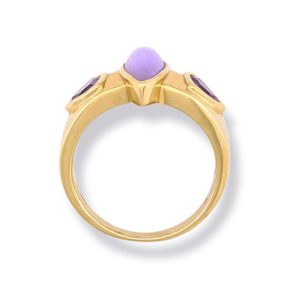 14K YELLOW GOLD LAVENDER JADEITE JADE MARQUISE RING UPC #250284