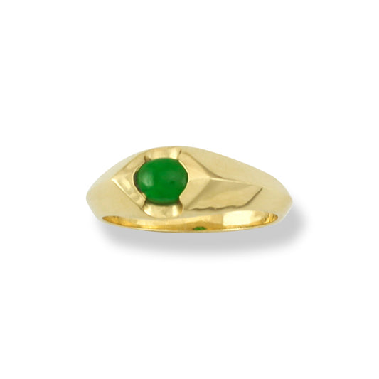 14K YELLOW GOLD GREEN JADEITE JADE RING UPC #309555