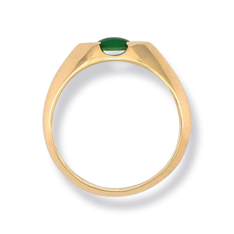 14K YELLOW GOLD GREEN JADEITE JADE RING UPC #309555