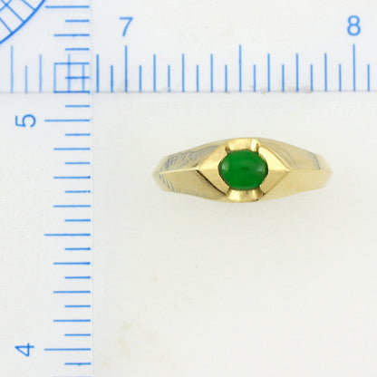 14K YELLOW GOLD GREEN JADEITE JADE RING UPC #309555