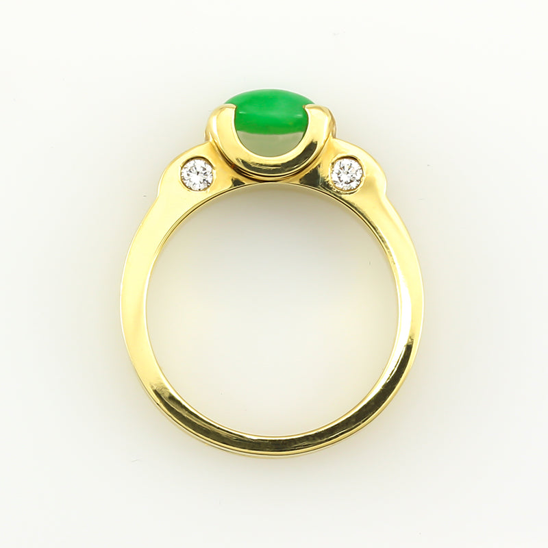 18K YELLOW GOLD GREEN JADEITE JADE RING UPC #313576