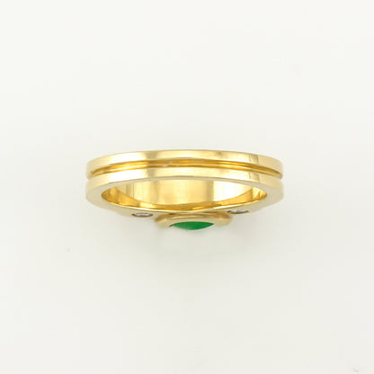 18K YELLOW GOLD GREEN JADEITE JADE RING UPC #313576