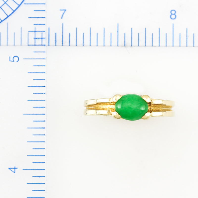 18K YELLOW GOLD GREEN JADEITE JADE RING UPC #313576