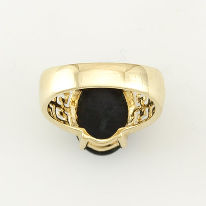 14K YELLOW GOLD BLACK NEPHRITE JADE RING UPC #304239