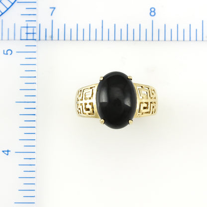 14K YELLOW GOLD BLACK NEPHRITE JADE RING UPC #304239