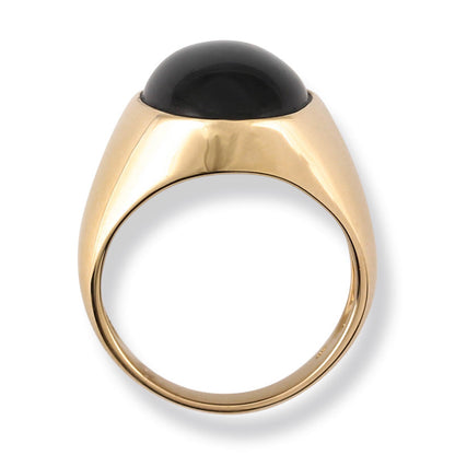 14K YELLOW GOLD BLACK NEPHRITE JADE GYPSY RING UPC #373198