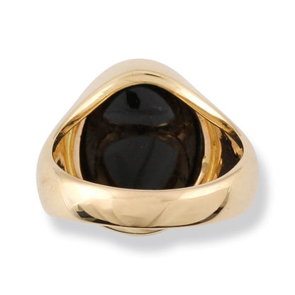 14K YELLOW GOLD BLACK NEPHRITE JADE GYPSY RING UPC #373198