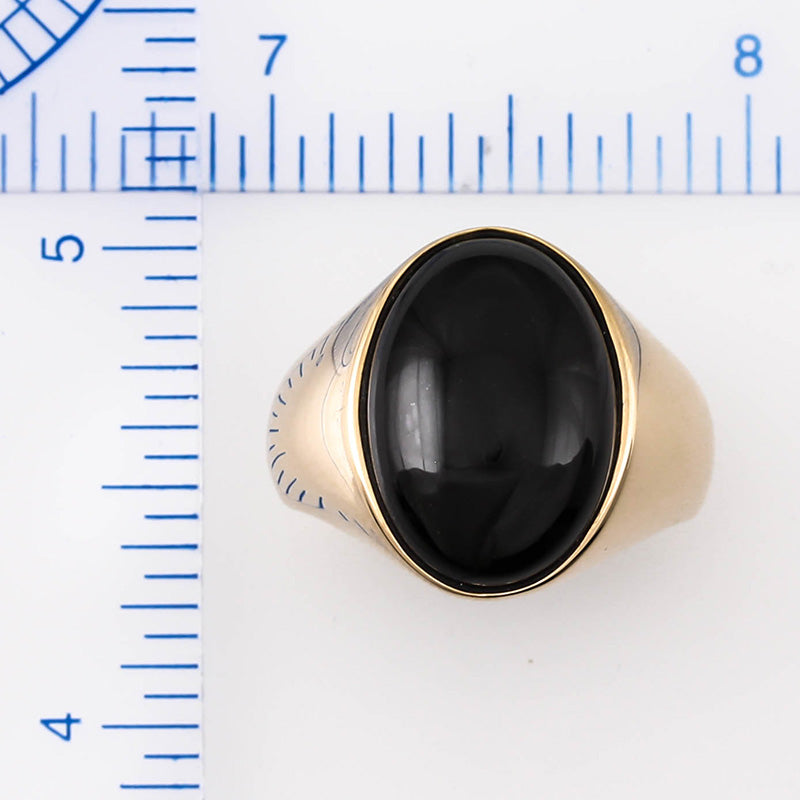 14K YELLOW GOLD BLACK NEPHRITE JADE GYPSY RING UPC #373198