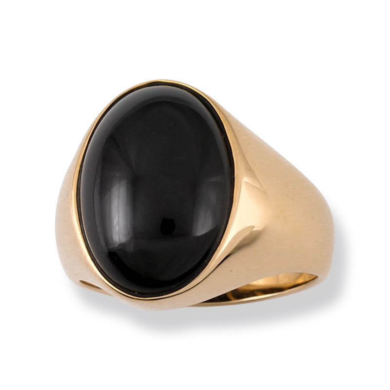 14K YELLOW GOLD BLACK NEPHRITE JADE GYPSY RING UPC #373198