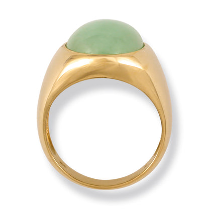 14K YELLOW GOLD GREEN JADEITE JADE GYPSY STYLE RING UPC #242388