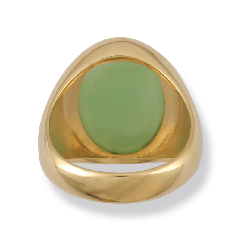 14K YELLOW GOLD GREEN JADEITE JADE GYPSY STYLE RING UPC #242388