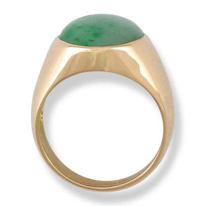 14K YELLOW GOLD GREEN JADEITE JADE GYPSY STYLE RING UPC #309661