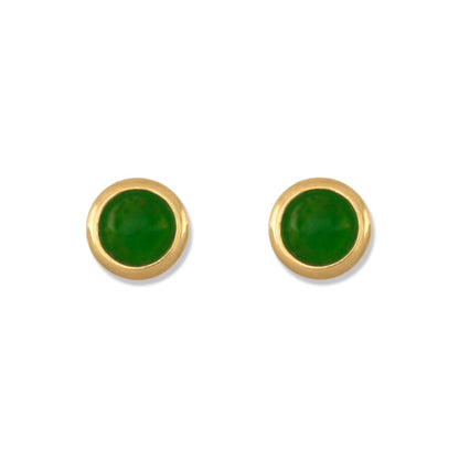 14K YELLOW GOLD GREEN JADEITE JADE STUD EARRING UPC #391062