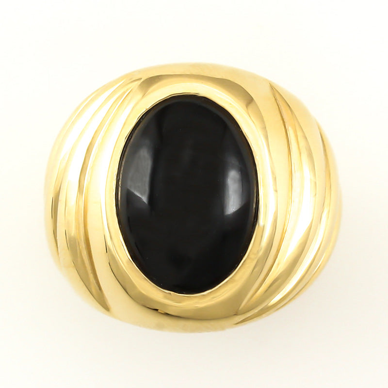 14K YELLOW GOLD BLACK NEPHRITE JADE RING UPC #337787