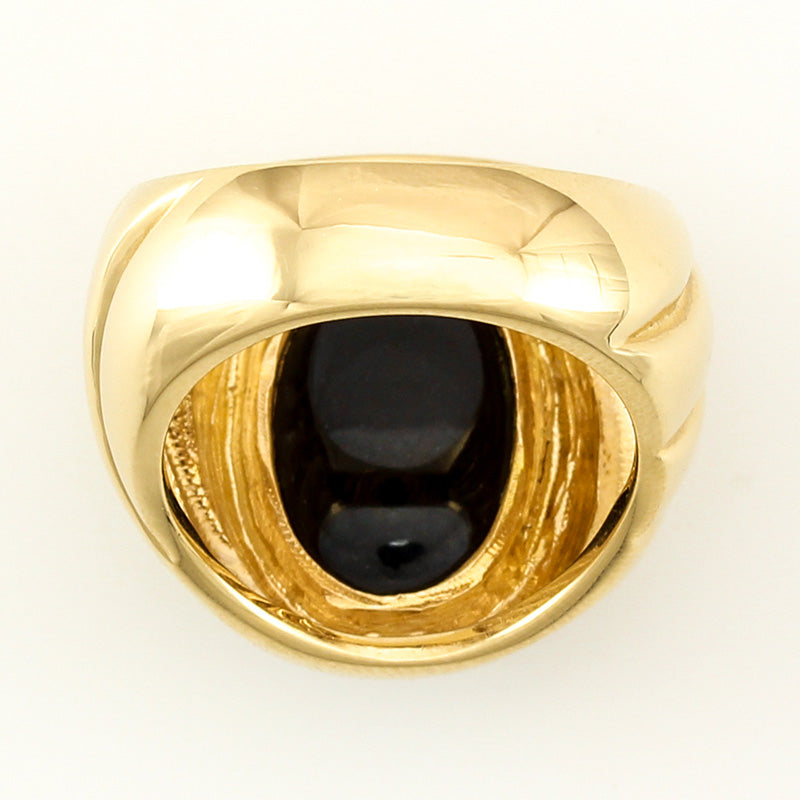 14K YELLOW GOLD BLACK NEPHRITE JADE RING UPC #337787