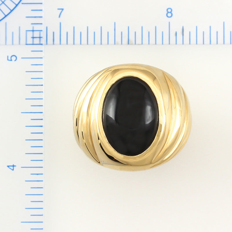 14K YELLOW GOLD BLACK NEPHRITE JADE RING UPC #337787