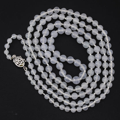 18K WHITE GOLD ICE JADEITE JADE BEAD NECKLACE UPC #369719