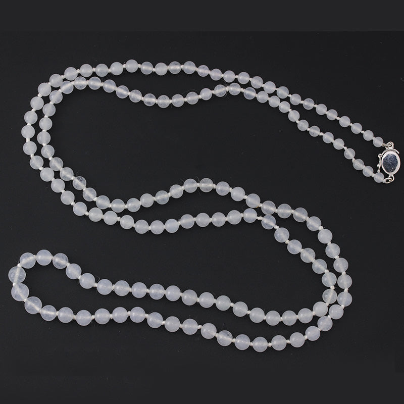 18K WHITE GOLD ICE JADEITE JADE BEAD NECKLACE UPC #369719