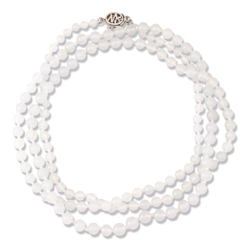 18K WHITE GOLD ICE JADEITE JADE BEAD NECKLACE UPC #369719