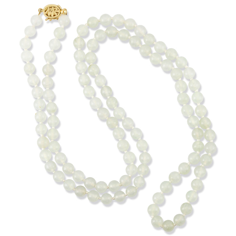 14K YELLOW GOLD ICE JADEITE JADE BEAD NECKLACE UPC #372047