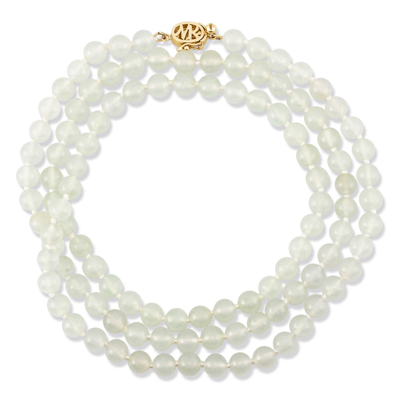 14K YELLOW GOLD ICE JADEITE JADE BEAD NECKLACE UPC #372047