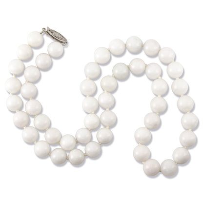 14K WHITE GOLD WHITE JADEITE JADE BEAD NECKLACE UPC #371194