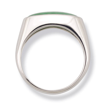 14K WHITE GOLD GREEN JADEITE JADE SADDLE RING UPC #379114