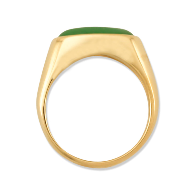 14K YELLOW GOLD GREEN JADEITE JADE SADDLE RING UPC #390539