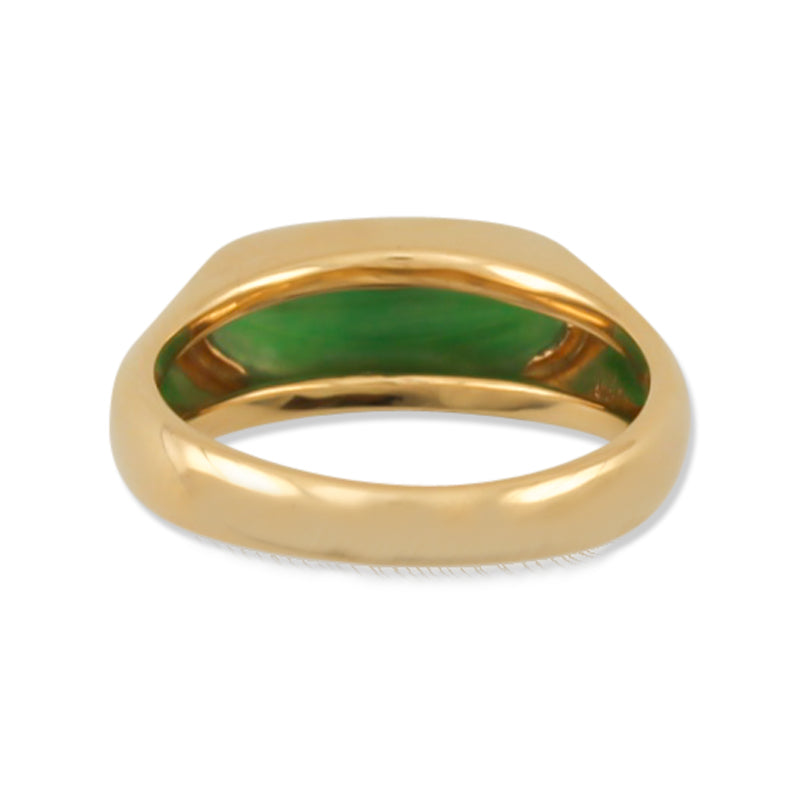 14K YELLOW GOLD GREEN JADEITE JADE SADDLE RING UPC #390539