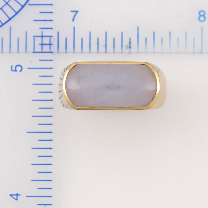 14K YELLOW GOLD LAVENDER JADEITE JADE SADDLE RING UPC #364738