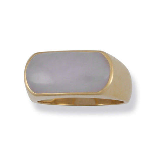 14K YELLOW GOLD LAVENDER JADEITE JADE SADDLE RING UPC #364738