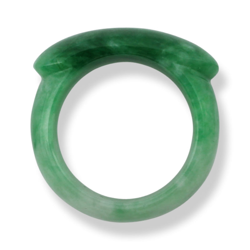 GREEN JADEITE JADE SADDLE TOP BAND RING FINGER SIZE 9 UPC #385993