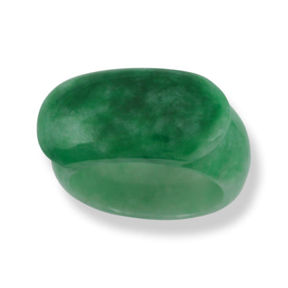 GREEN JADEITE JADE SADDLE TOP BAND RING FINGER SIZE 9 UPC #385993