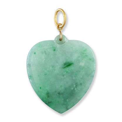 14K Yellow Gold Green Jadeite Jade Heart Pendant | UPC #395923