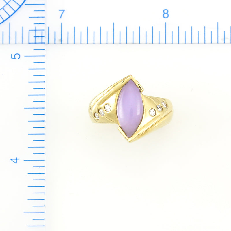 18K YELLOW GOLD LAVENDER JADEITE JADE MARQUIS RING UPC #325036