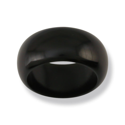 BLACK NEPHRITE JADE WIDE BAND RING FINGER SIZE 10 UPC #251526