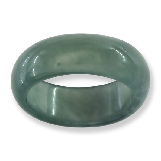 Men's Jade Wedding Band | Solid Blue-Green Jadeite Jade Ring | UPC #394964