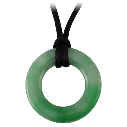 GREEN JADEITE JADE OPEN CIRCLE NECKLACE UPC #061095