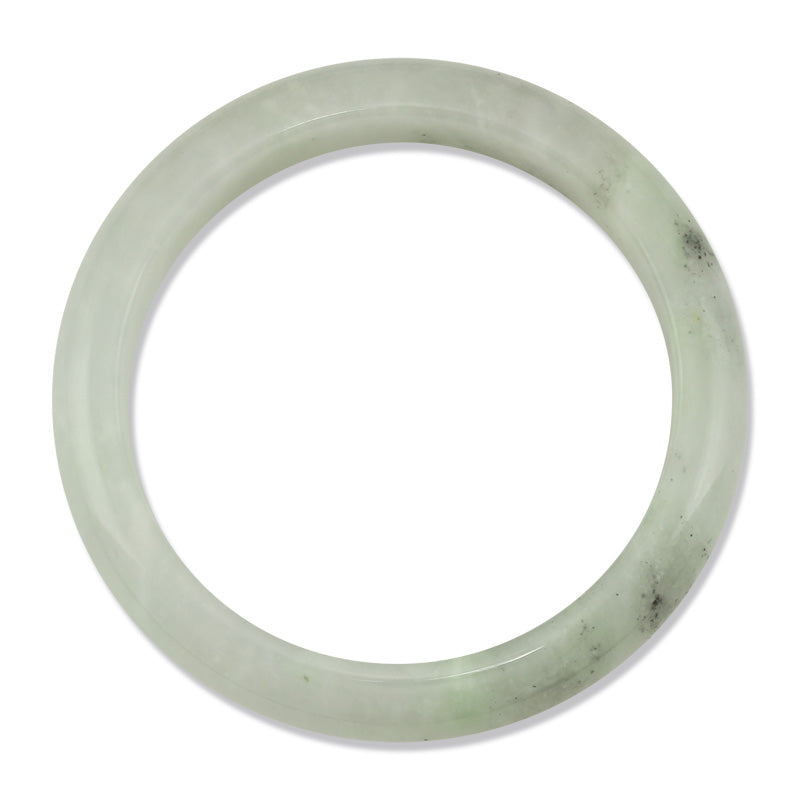 Grey Jadeite Jade Half-Round Bangle Bracelet for Women 57.9MM | UPC #172470