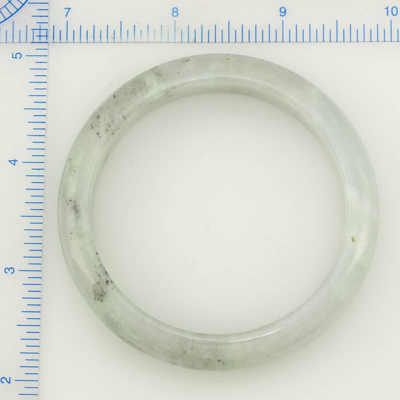 Grey Jadeite Jade Half-Round Bangle Bracelet for Women 57.9MM | UPC #172470