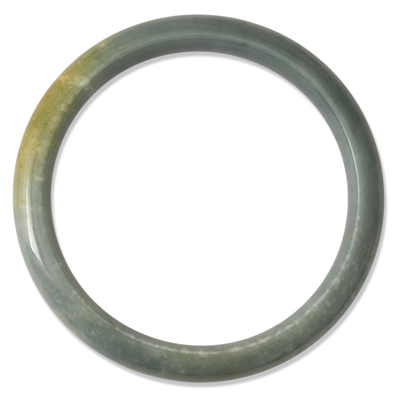 BLUE GREEN JADEITE JADE HALF ROUND BANGLE 65MM UPC #176270