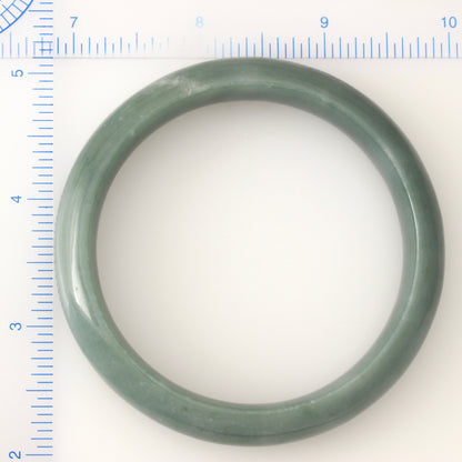 BLUE GREEN JADEITE JADE HALF ROUND BANGLE 60.7MM UPC #117556